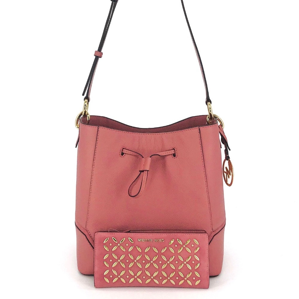 2PCS Michael Kors Nicole Large Bucket Bag Wallet